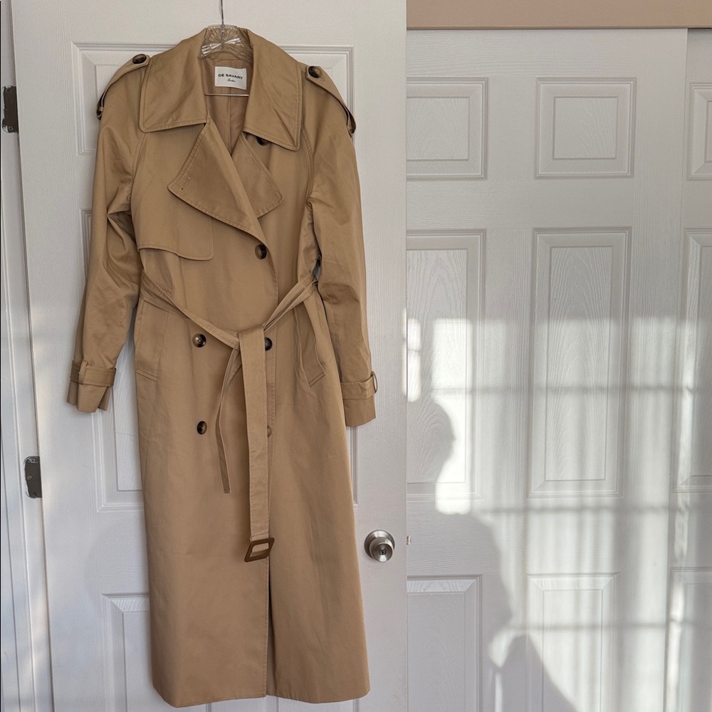 De Savary London Tan Cotton Trench Coat S